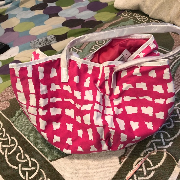 NWT Saks Fifth Ave Pink and White Bubble Bag - Picture 8 of 11